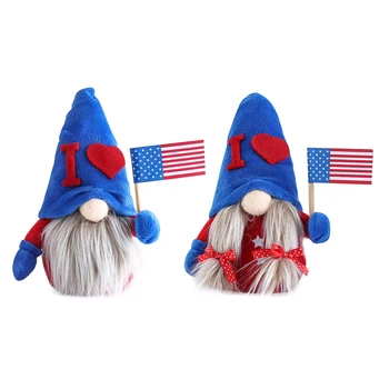 4 Temmuz Bağımsızlık Günü Bebek Vatansever Gaziler Günü Peluş Gnome Bebek Bağımsızlık Günü Figürleri Masa Heykelcik Süsler