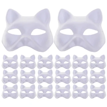 Boş Elle Çizilmiş Maske DIY Hamuru Maskeleri Parti Masquerade Kadınlar Beyaz Prop Cadılar Bayramı Yarım Kedi