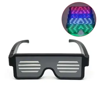 V1A USB Şarj LED Aydınlatma Gözlük Parlayan 4 Renk 10 Desenler Aydınlık Gözlük Cadılar Bayramı Bar KTV Parti Bar Kullanımı