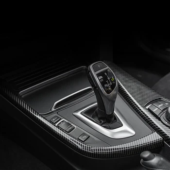Karbon Fiber Araba Vites Paneli Yan L Şekli Şeritler Trim İç Modifikasyonu BMW 3 4 Serisi için 3GT F30 F31 F32 F34