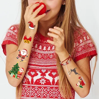 Çocuklar için noel Geçici Dövmeler Stocking Stuffers ve Hediyeler Noel Partisi Süslemeleri Malzemeleri İyilik Noel Hediye Çıkartmaları