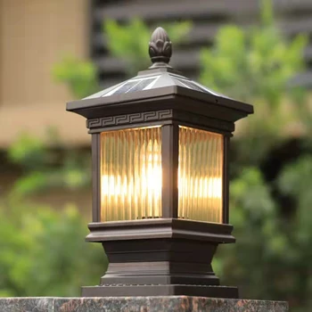 RONİN Açık Güneş direk lambası Klasik Retro Su Geçirmez Avlu Dekorasyon için Led Bahçe Balkon Villa Duvar Lambası