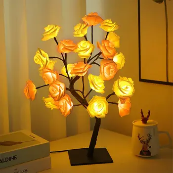 LED gül çiçek masa lambası USB noel ağacı peri ışıkları gece ışıkları ev partisi düğün yatak odası dekorasyon anneler günü hediyesi