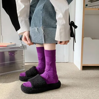 Kadınlar Çiçek Baskı Ev Kat Çorap Kız Kawaii Sevimli Çorap Kore Moda Şeker Renk Harajuku Retro Vintage Yüksek Uzun Çorap