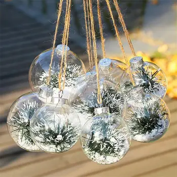 6 Adet 6/8/10cm Plastik Şeffaf Topları Doldurulabilir Baubles Noel Ağacı Dekorasyon Süs Noel Ağacı Düğün Parti Asılı