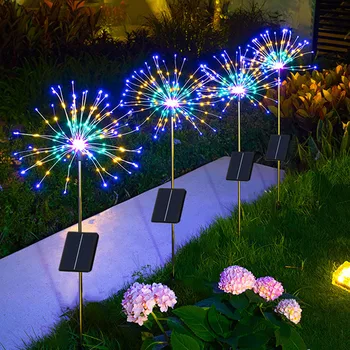 1/2/4 Adet Güneş LED Havai Fişek Peri İşık DIY Flaş çim lambası açık hava bahçe dekorasyonu Patio Yard İçin Parti Noel Düğün