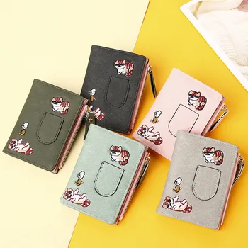 Karikatür küçük cüzdan kadın Basit moda çanta Moda Baskı Sıfır Cüzdan Sevimli Kore Kedi Cüzdan Katlanır Kart Cüzdan