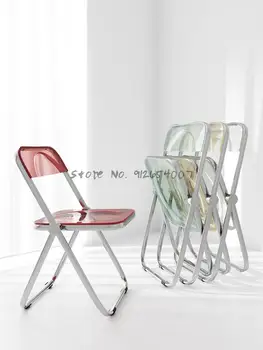 Akrilik Şeffaf Katlanır Sandalye Net Kırmızı Fotoğraf Ins Küçük Sandalye Arkalığı Yemek Sandalyesi Yurdu Güçlü Plastik Tabure