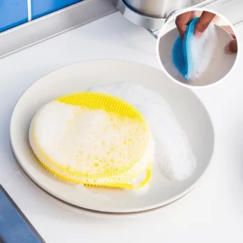 Isı yalıtım ovma pedi yağsız silikon bulaşık fırçası dekontaminasyon bez yuvarlak fırça temizleme mutfak eserler