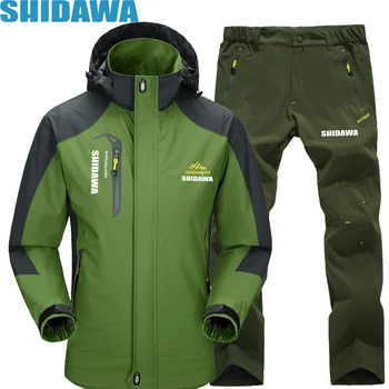 SHIDAWA Balıkçılık Takım Elbise erkek Sonbahar İnce Su Geçirmez Balıkçılık Kıyafetleri Açık Spor Yürüyüş Kapşonlu Rüzgar Geçirmez Balıkçılık Ceketler Pantolon