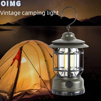 Retro Mini LED kamp feneri Sıcak Beyaz USB yeniden şarj edilebilir Seyahat çadır Lambası Eski Dış Aydınlatma Taşınabilir balıkçılık lambası