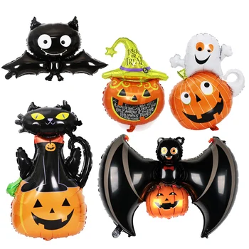 Cadılar bayramı balon kabak yarasa siyah kedi hayalet kabak balon paskalya parti dekorasyon alüminyum folyo balon çocuk oyuncağı