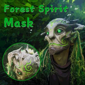 Orman Yeşil Ruhu Led Maske Cadılar Bayramı Ağacı Yaşlı Adam Bilgeler Zombi Spooky Hayalet Maske Ürpertici Demon Maske Karnaval Parti Sahne