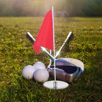 1 adet Golf delik amaçlayan bayrak kurulu golf pratik paslanmaz çelik taşınabilir bayrak direği