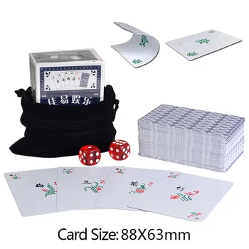Su geçirmez Mahjong İskambil Kartları Seti 2 Akrilik Dices Seyahat Taşınabilir Mahjong Poker Plastik Mini Kart Aile Parti Oyunları