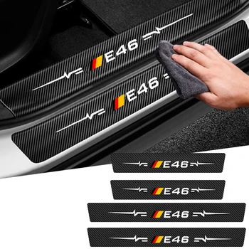 Araba Çıkartmaları Anti Scratch Kapı Eşiği Koruyucu Eşik Koruma BMW 3 Serisi için E46 Logo Karbon Fiber Şekillendirici Aksesuarları