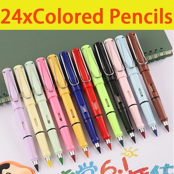 24 Adet Renkli Kalemler Çevre Dostu Mürekkepsiz Mürekkepsiz Kalemler Kalem Sınırsız Yazma Kalem Kroki Aracı