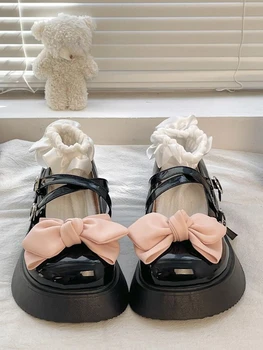 Japon Lolita Tatlı Mary Janes Ayakkabı Kadın Kore Tarzı Moda Toka platform ayakkabılar Kadın Çapraz kravat Tasarım Sevimli ayakkabılar 2023