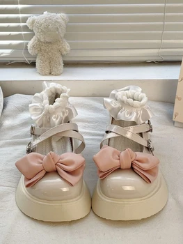 Japon Lolita Tatlı Mary Janes Ayakkabı Kadın Kore Tarzı Moda Toka platform ayakkabılar Kadın Çapraz kravat Tasarım Sevimli ayakkabılar 2023