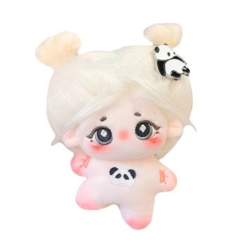 Ön satış 10cm Mini Panda Seastar Vücut Sevimli Pamuklu Bebek Açık Altın Rengi Kızarmış Saç Peluş oyuncak bebekler Hediye