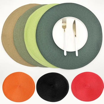 Yeni Yuvarlak Dokuma Placemats ısıya dayanıklı leke dayanıklı Kaymaz sofra Mat ev yemek masası Coaster Mutfak Aksesuarları