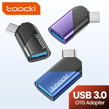 Toockı Tip C USB 3.0 Adaptör OTG 45 Derece Tip C Erkek USB Dişi Dönüştürücü Laptop için iPhone 14 13 Samsung Xiaomi Realme için
