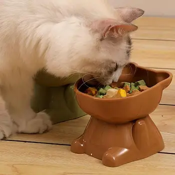 Yeni Pet Kedi Kase PP yiyecek kasesi Eğik Ağız Köpek Kase Kedi suluk Yüksek Ayak Koruma Servikal Vertebra Kedi İçme