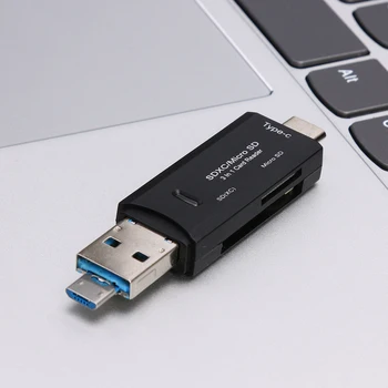 3in1 Bellek kart okuyucu USB3.0 OTG Bellek kart okuyucu USB Tip-C Yüksek hızlı TF/Mikro SD Flash Sürücü Adaptörü Smartphone için