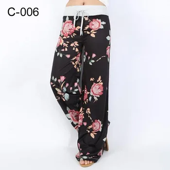 yeni Kadın Bohemian Çiçek Baskı Pantolon Orta Bel Vintage harem pantolon Elastik Bel Boho Plaj Uzun Pantolon Artı Boyutu 5xl 2023