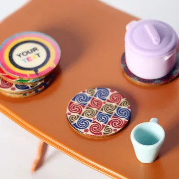 5 ADET Bebek Evi Minyatür Ahşap Bardak Renkli Desenler Minyatür Gıda Oyunu Çekim Sahne