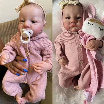 NPK 19 inç Zaten Boyalı Bitmiş Yeniden Doğmuş Bebek Bebek İkizler Levi Uyanık ve Uyku Yenidoğan Bebek Bebek 3D Cilt Görünür Damarlar