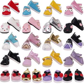 Bebek Ayakkabıları 7cm Moda Yüksek Kaliteli 18 İnç amerikan oyuncak bebek Ayakkabı PU deri ayakkabı 43cm Reborn Bizim Nesil Bebek kız Oyuncakları