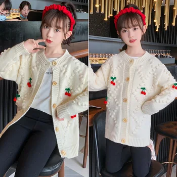 2023 Kore Bahar Sonbahar Çocuk Yürümeye Başlayan Ceket Giyim Kız Sonbahar Ceket Temel Kız Örme Kazak Hırka Ceket Tops