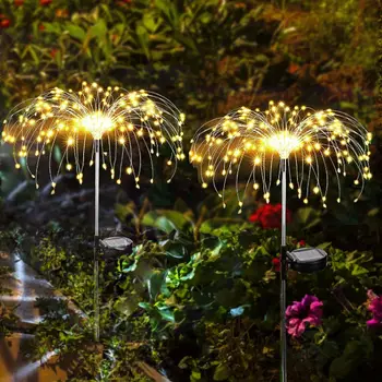 LED güneş bahçe ışıkları açık dekoratif güneş havai fişek ışık IP65 su geçirmez yol veranda çim parti düğün tatil