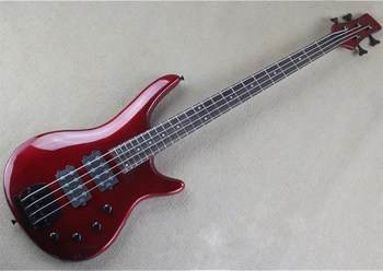 Gitar Fabrikası 4 Dizeleri Metalik Kırmızı Elektrik Bas HH Manyetikler Teklif Özelleştirmek