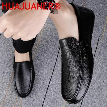 2023 Yüksek Kaliteli erkek ayakkabıları moda makosen ayakkabılar Erkekler Rahat Hakiki Deri Erkek Moccasins Rahat sürüş ayakkabısı Erkekler Yumuşak Daireler Erkek