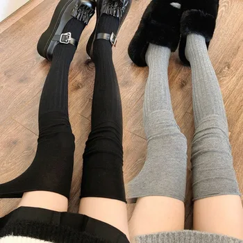 Uyluk yüksek Çorap Kadınlar için Yeni Moda Düz Renk Japon Tarzı Diz Üzerinde Çorap Kadın Rahat Uzun Kadın Çorap Moda