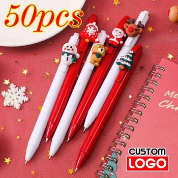 50 adet Noel Plastik Tükenmez kalem Özel Logo noel hediyesi Kalem Ofis İmza Kalem Toptan Yazı Kazınmış İsim