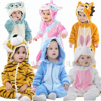 Bebek Tulum Dikiş Aslan Unicorn Pijama Pazen Erkek Kız Hayvan Kostümleri Bebek Tulum Kigurumi Onesies Yenidoğan Çocuklar Ropa Bebe