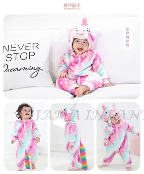 Bebek Tulum Dikiş Aslan Unicorn Pijama Pazen Erkek Kız Hayvan Kostümleri Bebek Tulum Kigurumi Onesies Yenidoğan Çocuklar Ropa Bebe