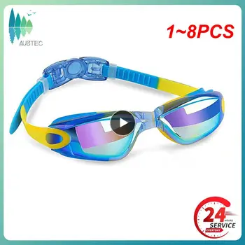 1 ~ 8 ADET Profesyonel Renkli Çocuk Silikon yüzme gözlükleri Anti Sis UV yüzücü gözlükleri Su Geçirmez Silikon Yüzmek Gözlük