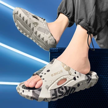 2023 Yaz Ev erkek terlikleri Moda Kapalı Plaj Kaymaz Yumuşak Taban Slip-On Terlik 4cm Kalın Alt Platform rahat ayakkabılar