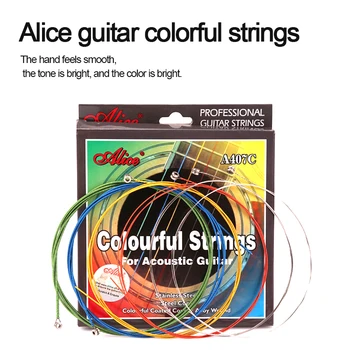 2023NEW 6 adet Renkli gitar teli s Akustik Yaylı Enstrüman Aksesuarları 011-052 Alice gitar teli A407C