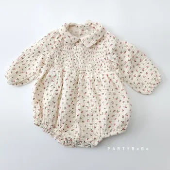 Yenidoğan Bebek Giysileri Bebek Yürümeye Başlayan Kız Giysileri Moda Sevimli Yumuşak Bebek Tulum Tulumlar Renk Çiçek Uzun Kollu