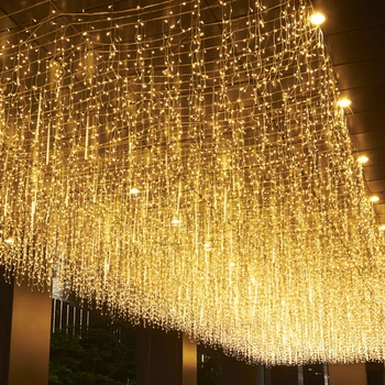 LED Icicle perde dize ışıkları düşüş 0.6 m 120 LEDS bahçe sokak saçak merkezi noel çelenk dekor açık peri ışıkları