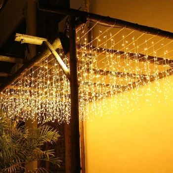 LED Icicle perde dize ışıkları düşüş 0.6 m 120 LEDS bahçe sokak saçak merkezi noel çelenk dekor açık peri ışıkları