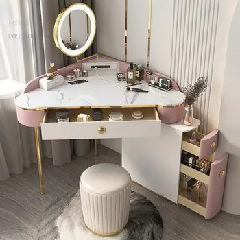 90 Derece Üçgen Tuvalet Masası yatak odası mobilyası Şarj Edilebilir Tarayıcılar Yaratıcı Modern Küçük Daire Köşe Mini Dresser Bir