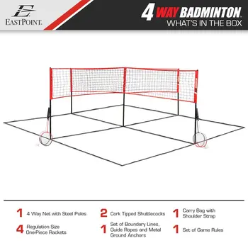 14' x 14 ' 4 Yönlü Badminton Ağ Seti
