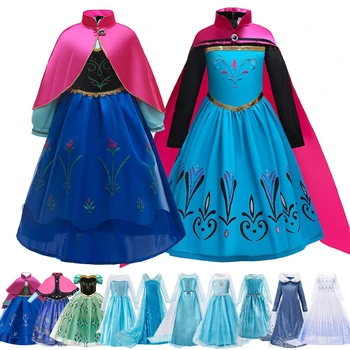cosplay anime Anna Elsa Elbise Çocuklar Cadılar Bayramı Cosplay Kostüm Çocuk Prenses Elbiseler Karnaval Doğum Günü Zarif parti giysileri