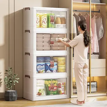 modern Plastik Mutfak Dolabı Ev Mobilya Zemin Çok katmanlı Katlanabilir depolama dolabı yemek Odası Çok Fonksiyonlu saklama kutusu Z